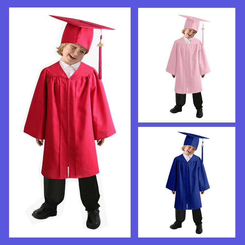 Graduation Ceremony Costume for Kindergarten Degree Performance, Blue Doctor's Gown, European and American Style, Role-Playing