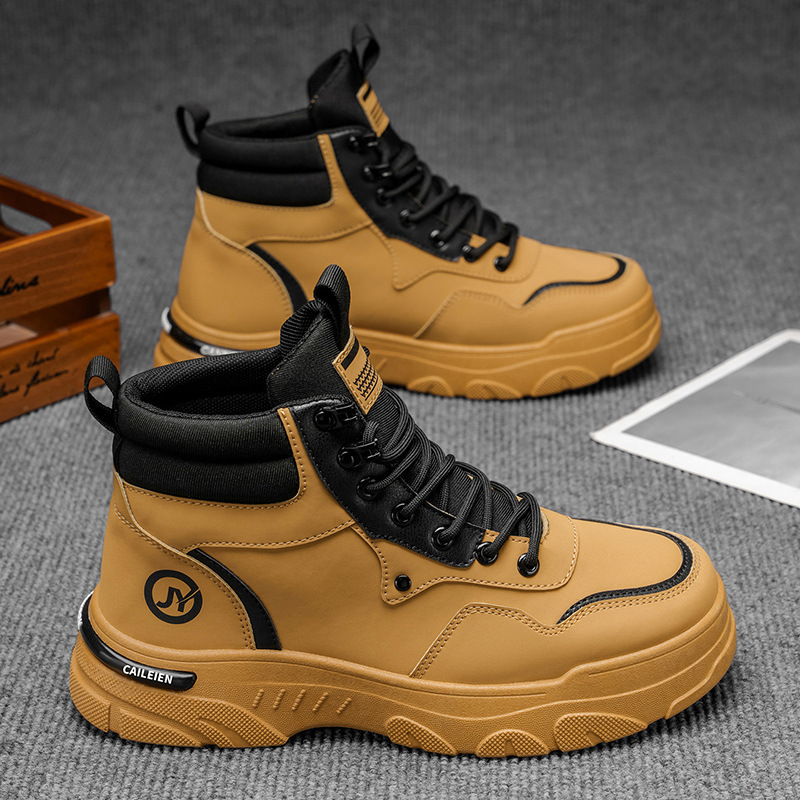Patente de botas Martin de alto impacto zapatos de hombre otoño 2025 nuevos zapatos de trabajo de moda para hombres botas cortas de suela gruesa