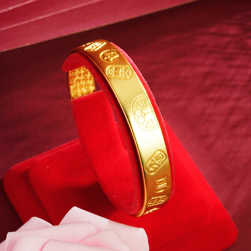 Vietnam arena oro suerte pulsera de dibujos animados Doraemon estilo chino textura aleación de cobre pulsera abierta suministro al por mayor