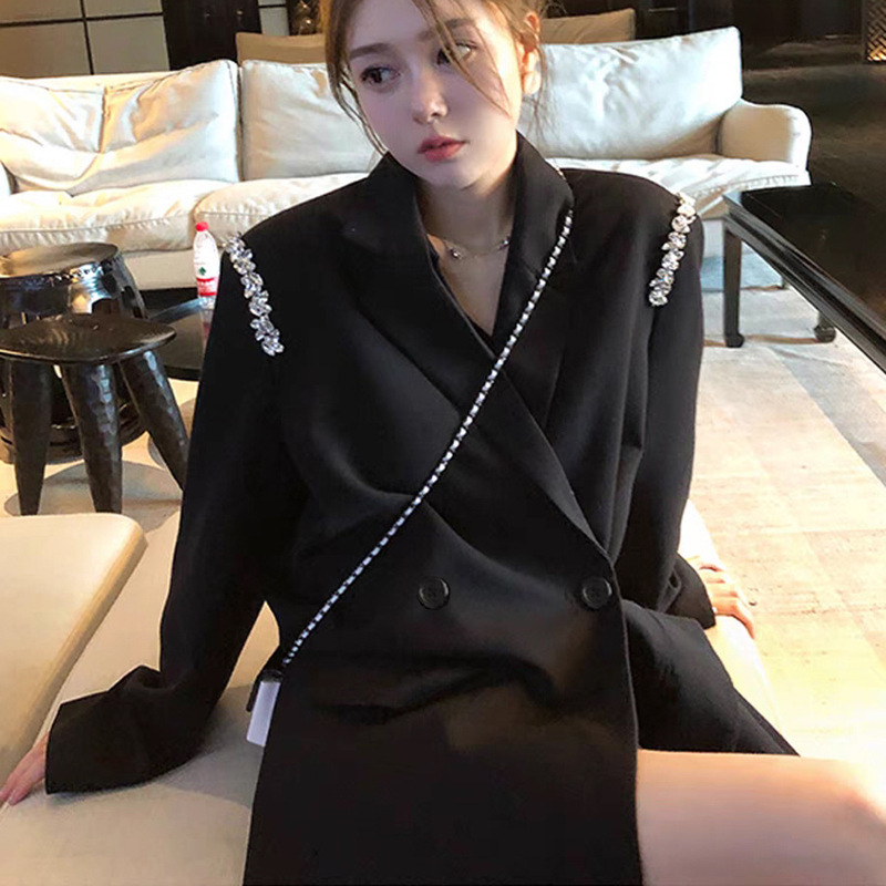 XZ131B-Small Suit Jacket Women's plus size Women's Korean Fat MM200 Jin Bead Chain Loose Suit XZ131B-Small Suit Jacket Women's plus size Women's Korean Fat MM200 Jin Bead Chain Loose Suit