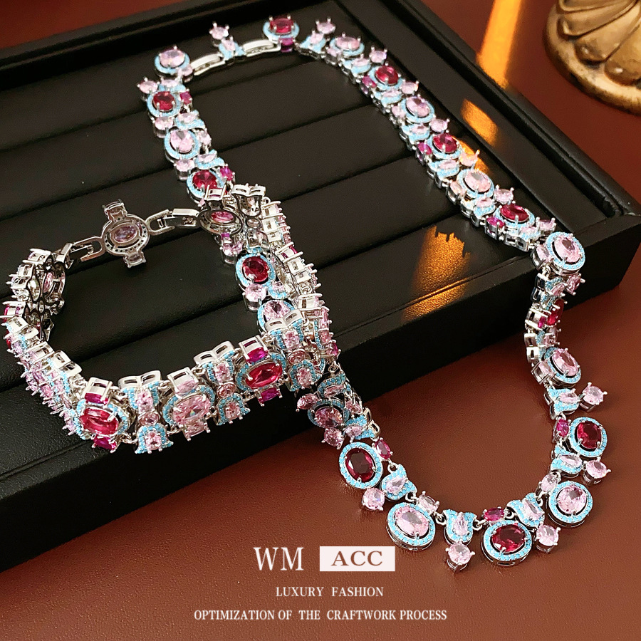 Medieval vintage zircon conjunto de geometría retrógrado sofisticado versátil cortesano estilo de hebilla joyería de nicho de alta calidad