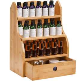 竹制精油架木质精油瓶收纳架桌面多功能整理架抽屉式储物盒可定制