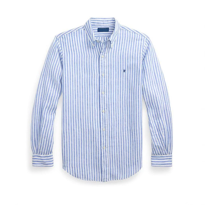 RL Раф пони со стандартным вышивкой Рубашка мужской POLO хлопок солнцезащитный крем рубашка весна и лето тонкий пара топ с длинными рукавами в полоску