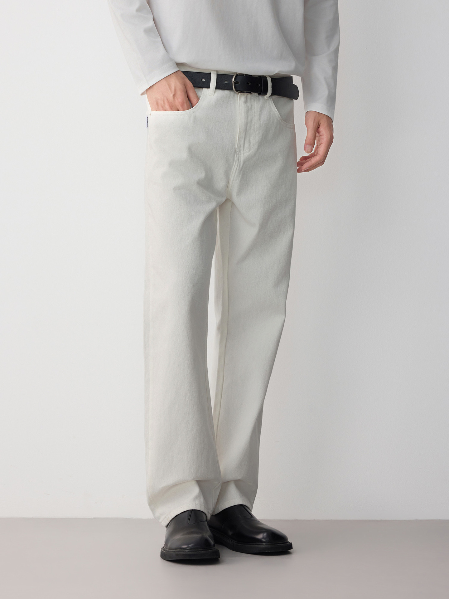 Quần jean nam slim công sở cotton cao cấp — trắng
