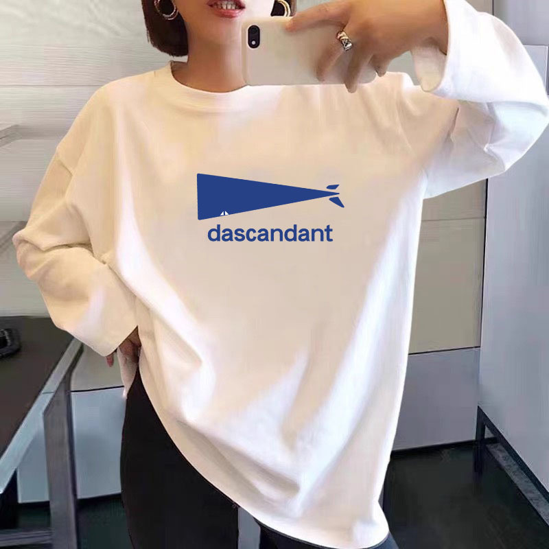 Camiseta de manga larga de algodón puro para mujer Camiseta blanca de talla grande grasa MM suelta de moda para mujer camisa de fondo 2025 primavera y otoño top