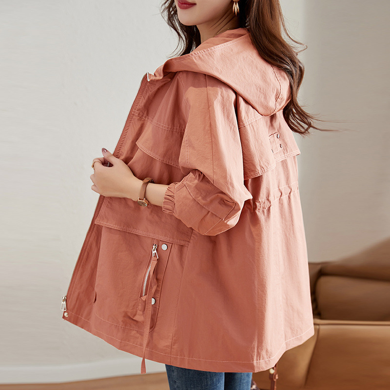 Hooded long-sleeved trench coat women's 2024 spring and autumn loose fashion casual this year popular commuter Korean top