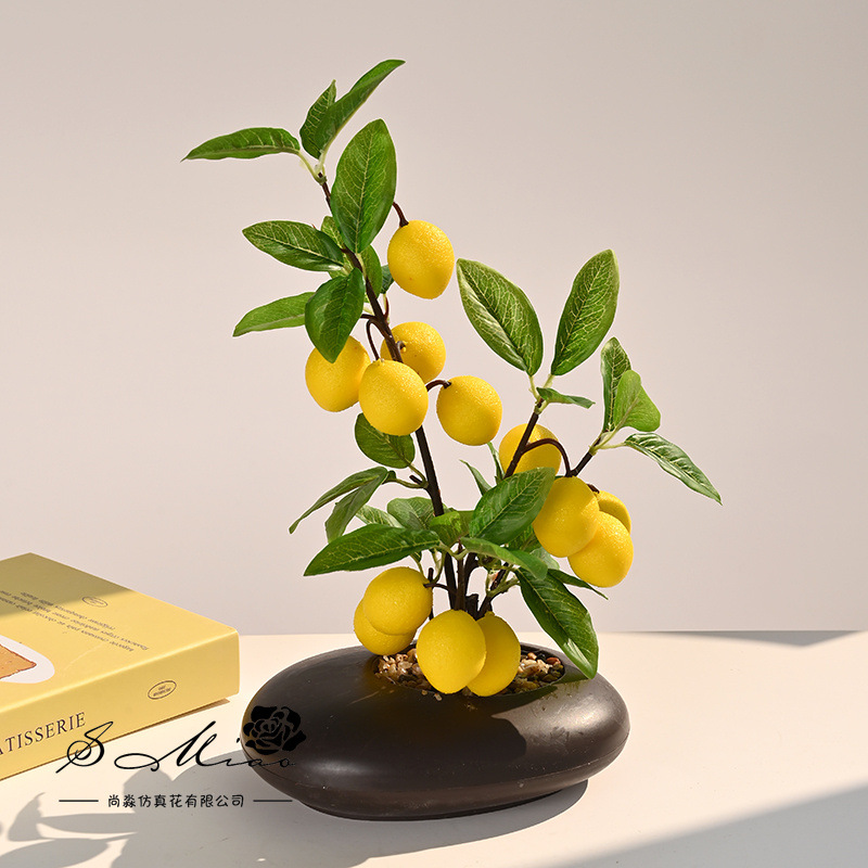 Nuevo tipo de imitación de frutas en maceta estudio en el hogar oficina interior sala de estar decoración de estudio frutas artificiales bonsai