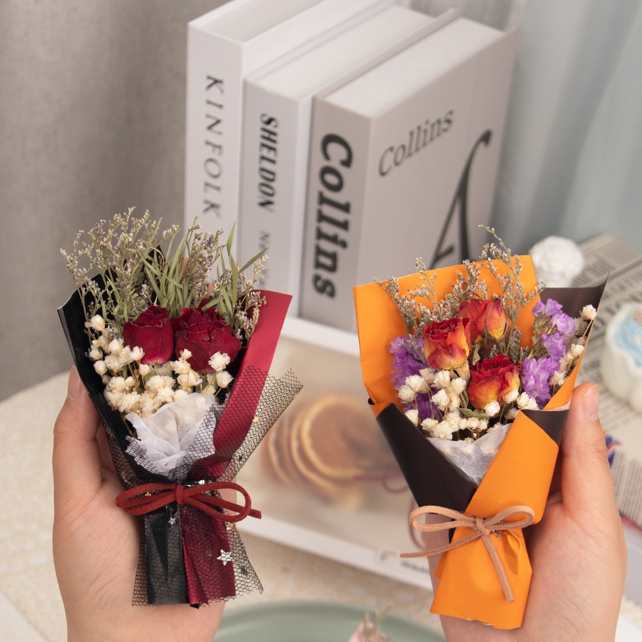 Mini flores eternas rosas con estrellas terminadas, pequeños ramos de flores, Día de San Valentín, Día del Maestro, Regalos para maestros y amigos.