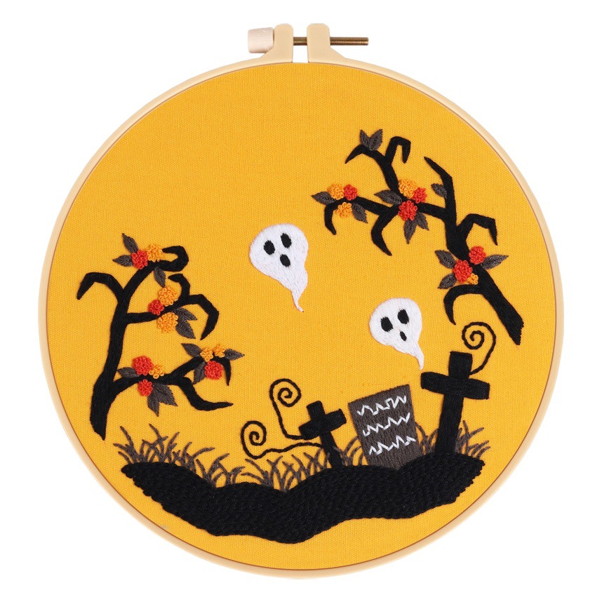 Original DIY bordado hecho a mano paquete de material de Halloween calabaza murciélago fantasma de Europa y América Vacaciones de Navidad transfronteriza Inglés