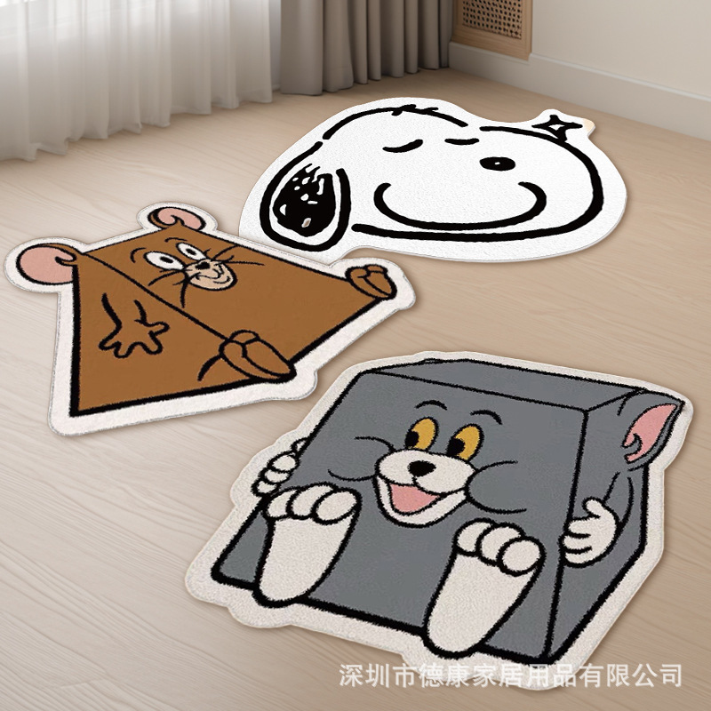 Customizable Flocked Special-Shaped Floor Mats for Bedroom and Living Room Decoration Cartoon Animation Handmade Blankets Bedside Creative Foot Mats