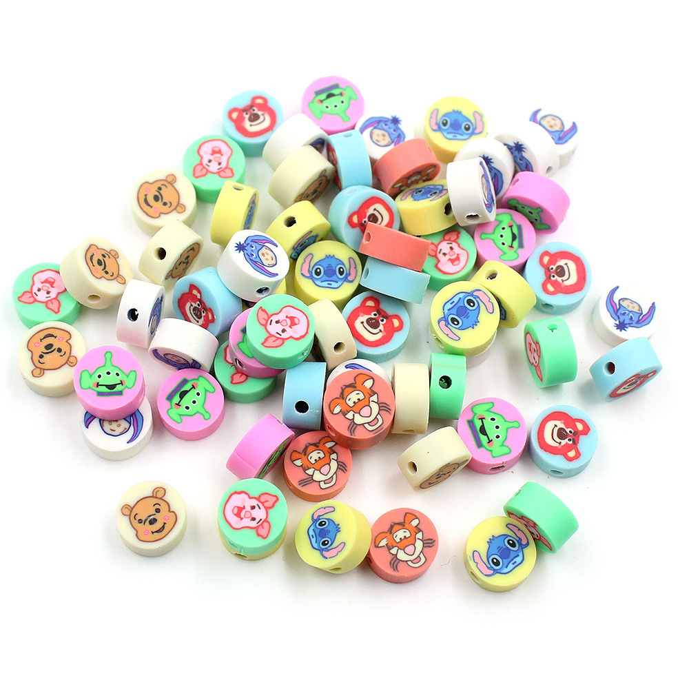 Cuentas de cerámica suave DIY, caras sonrientes, sueltas para pulseras y collares