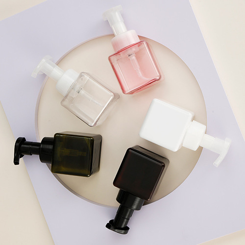PETG mousse foaming bottle facial cleanser hand soap foaming bottle 250ml cosmetics bottle square bottle