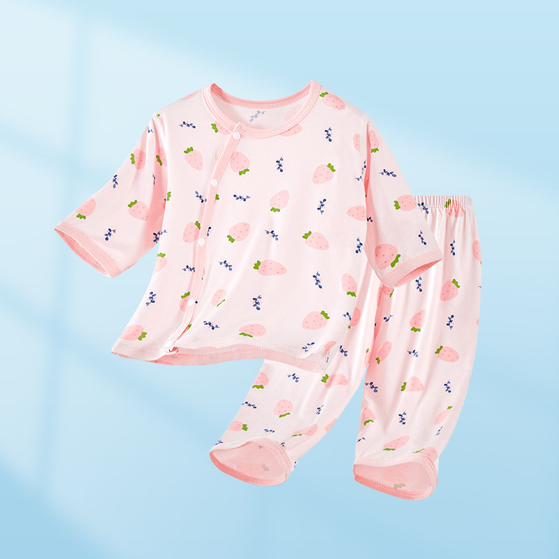 Set de verano para bebés delgado de manga media ropa de verano para niños niñas con media manga de aire acondicionado pijamas ropa de bebé