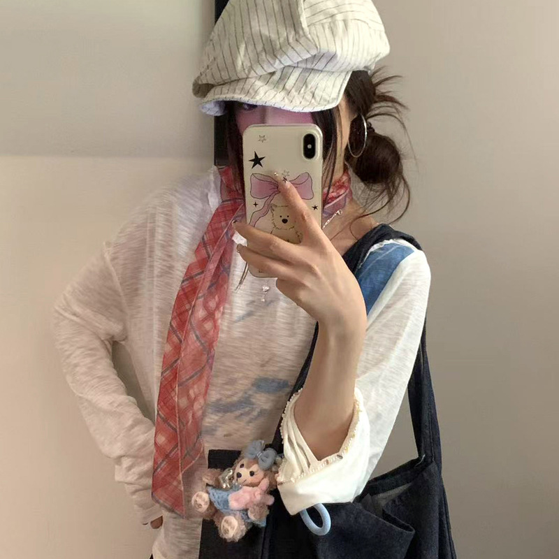 韩系高级感长款波点丝巾女系脖百搭丝带小众复古薄款围巾飘带装饰|undefined