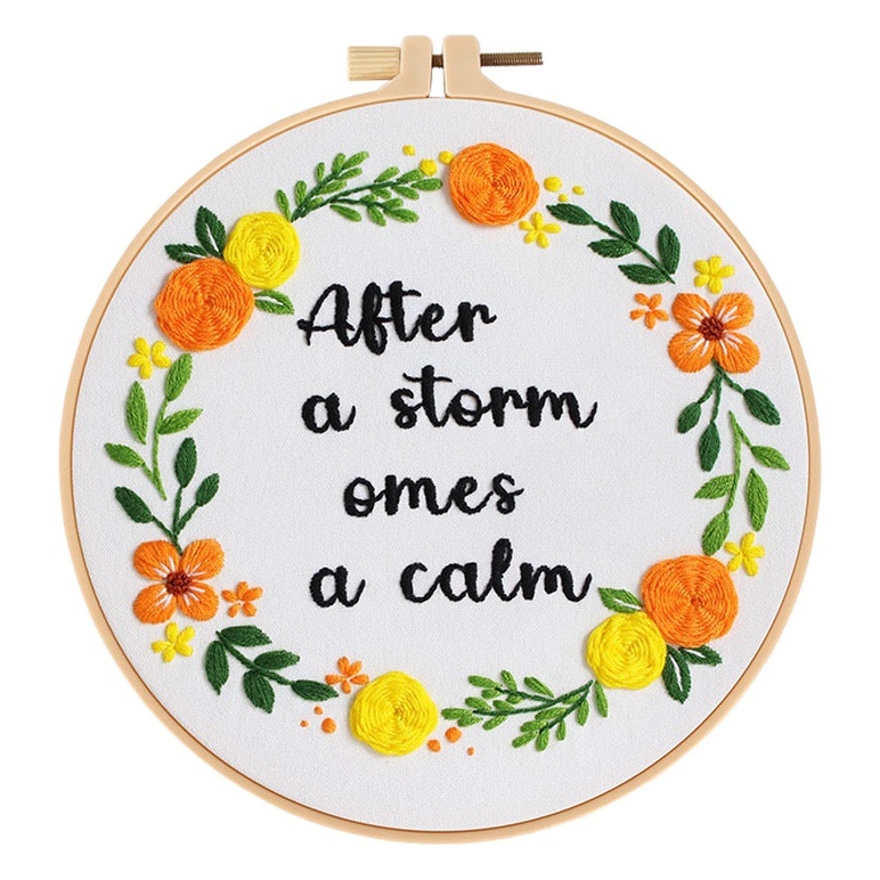 Nuevo paquete de materiales de bordado original DIY cálida flor flor de flores letras inspiradoras transfronterizas en inglés