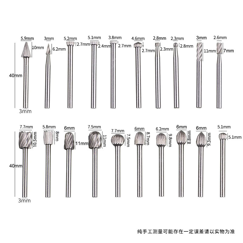 20PC de acero de alta velocidad de carpintería archivo rotativo carpintería fresadora talla de madera de acero de alta velocidad carpintería pequeño archivo rotativo