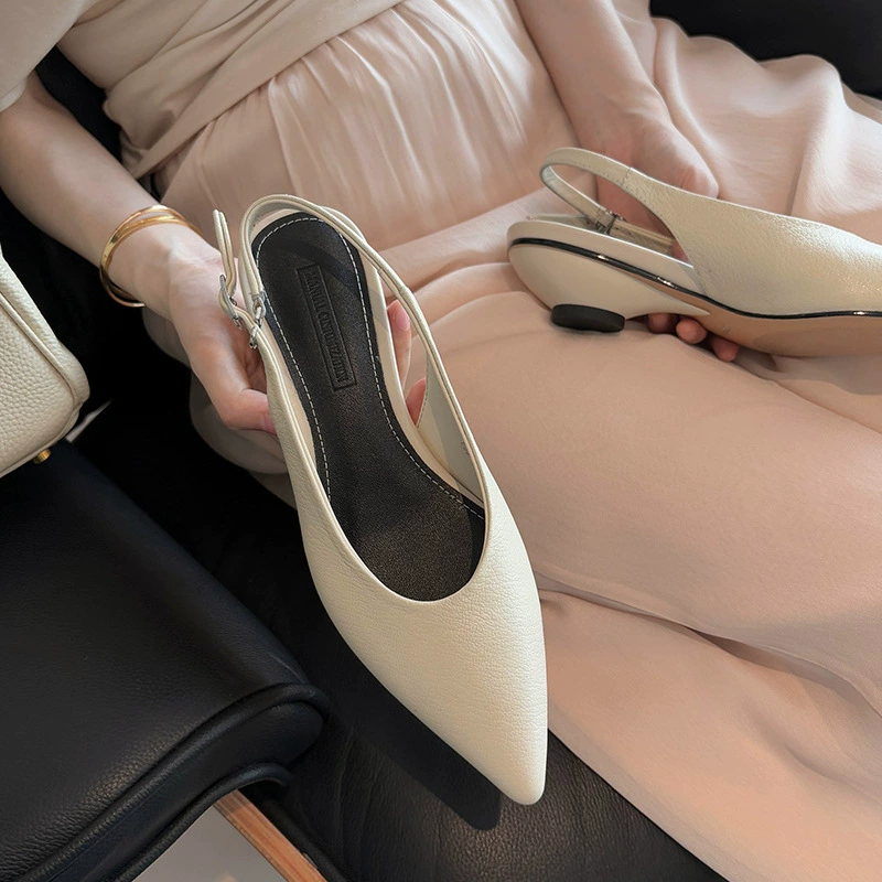 Новая серия! Туфли-сандалии на носке с pointed toe в корейском стиле, обувь-фея, 2025 лето, овчина, ремешок, сандалии