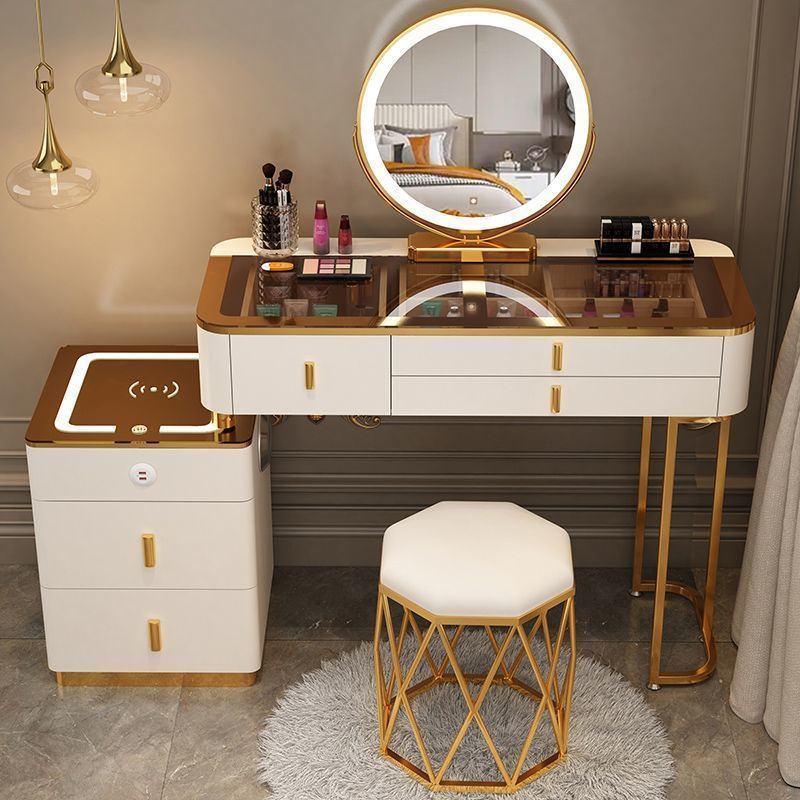 플래티넘 100 테이블 + 거울 + 다기능 사이드 캐비닛 + 새둥지 스툴