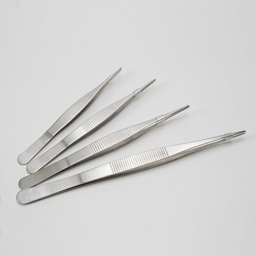 Stainless Steel Anatomical Tweezers, Pointed Tip, Toothed Lab Tweezers, Holding Forceps, Auxiliary Instrument Tweezers, Tissue Tweezers, 125mm to 200mm