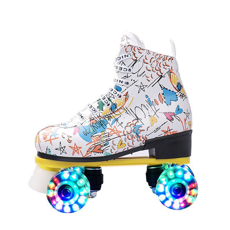 Professional Cool Flashing Ice Rinks, Double Row Shoes For Adults, Men And Women, Four-Wheel Children's Roller Skates_voghion.com