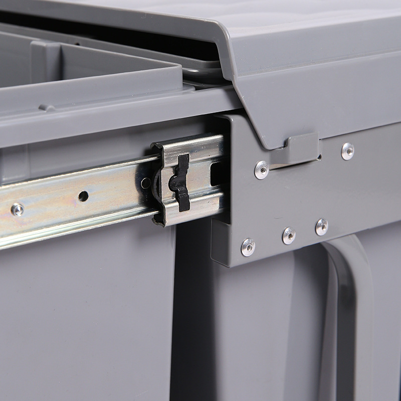 Gabinete empotrado bote de basura cocina cubo de clasificación oculto cubo de limpieza 3 × 10L amortiguador extraíble con tapa