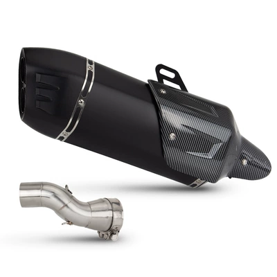 Suitable for Motorcycle Motorcycle exhaust pipe - mid-section-all-black-imitation-carbon-cover