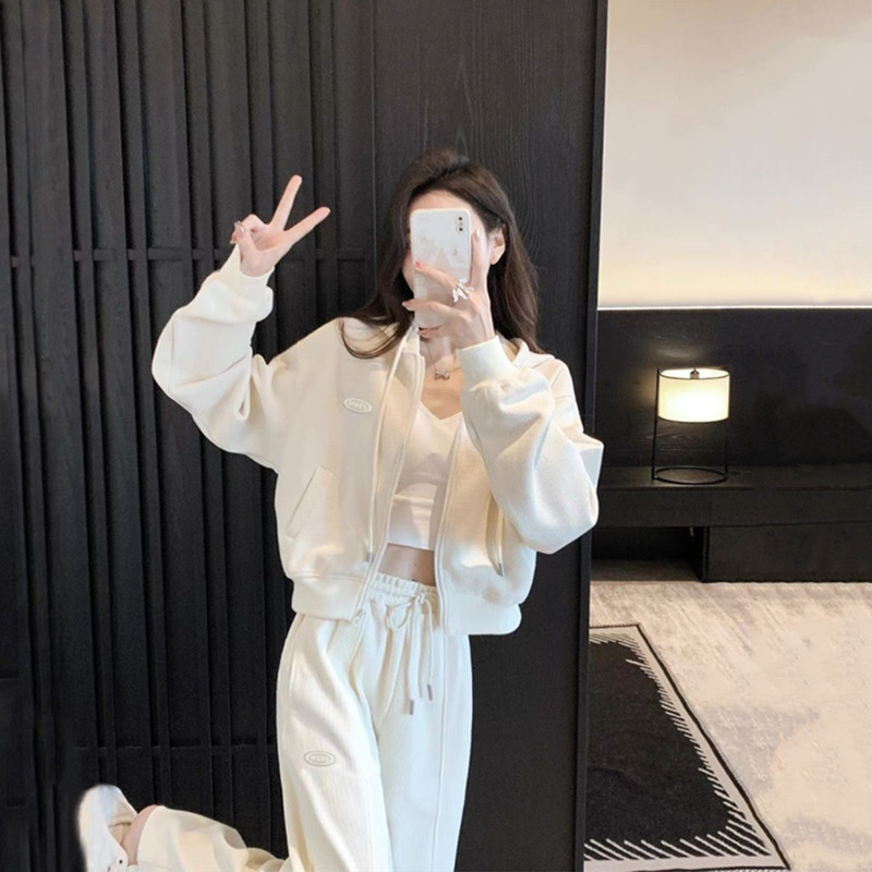 Sports Suit for Women 2025 Spring and Autum Korean Style Loose Slimming Look Fashionable Casual Running Suit Two-Piece Women's Suit