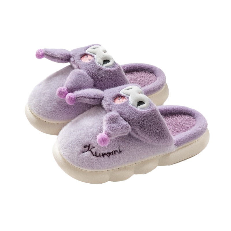 Una pieza de entrega al por mayor Sanrio coolomi ojo grande Rana melodía Hello Kitty Zapatillas de algodón para niños padre-niño invierno
