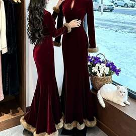 红色旗袍女新中式高端大气上档次包臀连衣裙2025新款今年流行爆款