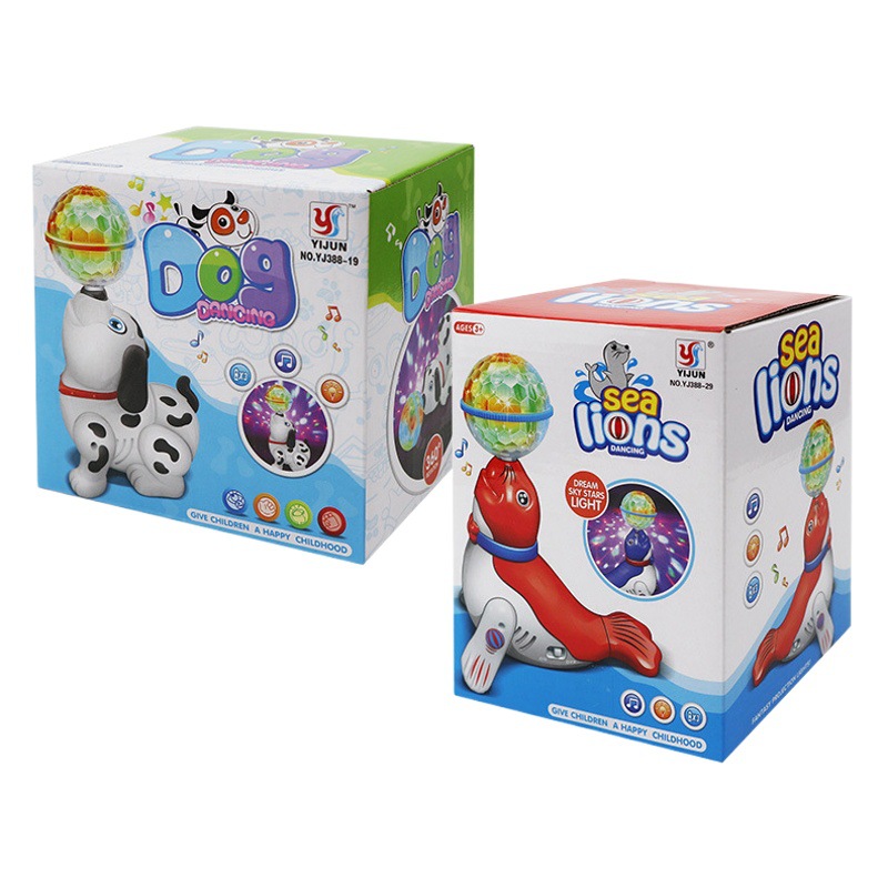 Caliente juguete eléctrico de los niños bola superior mar León cachorro luz música baile proyección sello delfín y niñas bebé