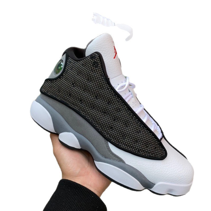 Putian Chunyuan AJ13 alto impacto blanco, verde y negro zapatos de baloncesto para gatos resistentes al desgaste, zapatos de carreras para parejas para hombres y mujeres