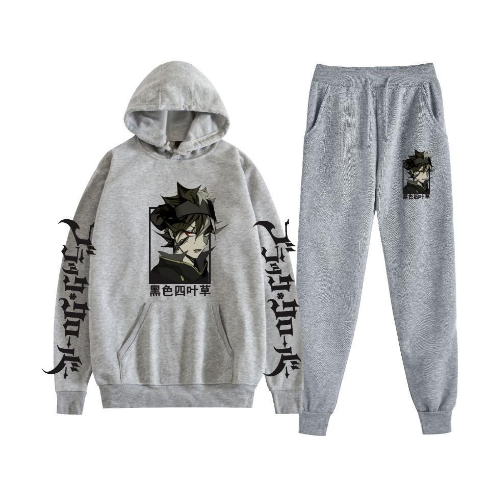 Black Clover negro trébol de cuatro hojas anime estampado sudadera con capucha más suéter de terciopelo anime hoodie transfronterizo