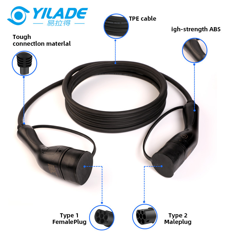 厂家直供 欧规16A 32A新能源充电枪双枪头转接线5米/10米/15米