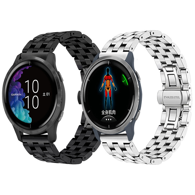 Suitable for Garmin venu 2/ Garmin venu sq Stainless Steel Five-bead Butterfly Buckle Metal Steel Strap