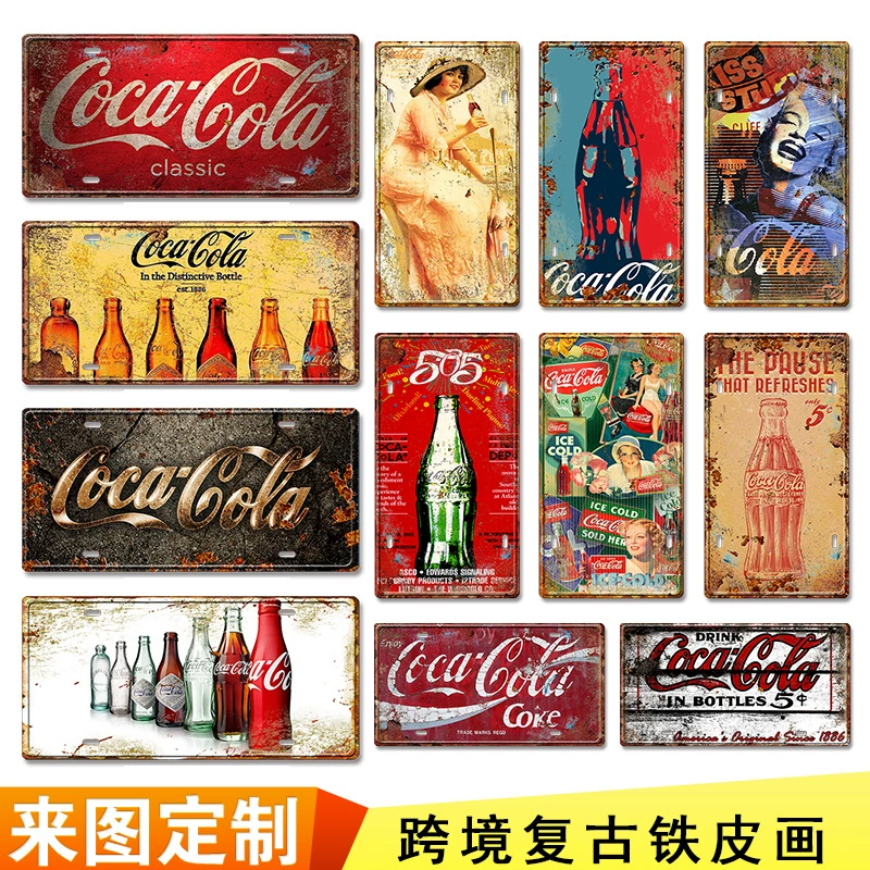 Ретро табличка (Coca Cola) 15×30 см, железная настенная декорация для бара и дома