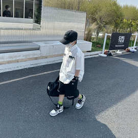 男童套装夏季时髦短袖衬衫2026新款儿童夏装男孩夏款两件套潮街舞