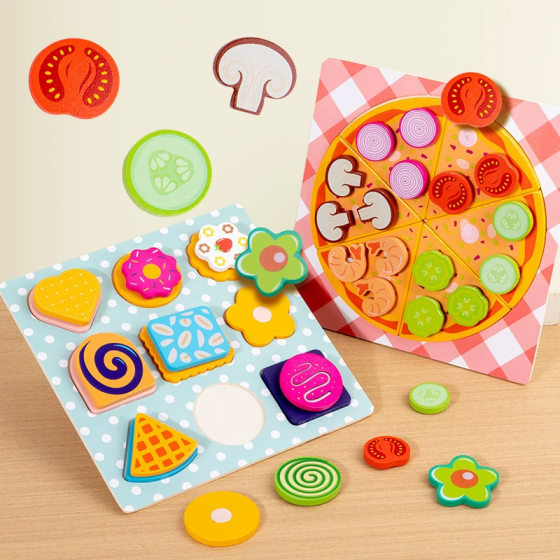Play Home Simulation Kitchen Wooden Toy Pizza Oven for Boys and Girls Cooking Diy BBQ Microwave
