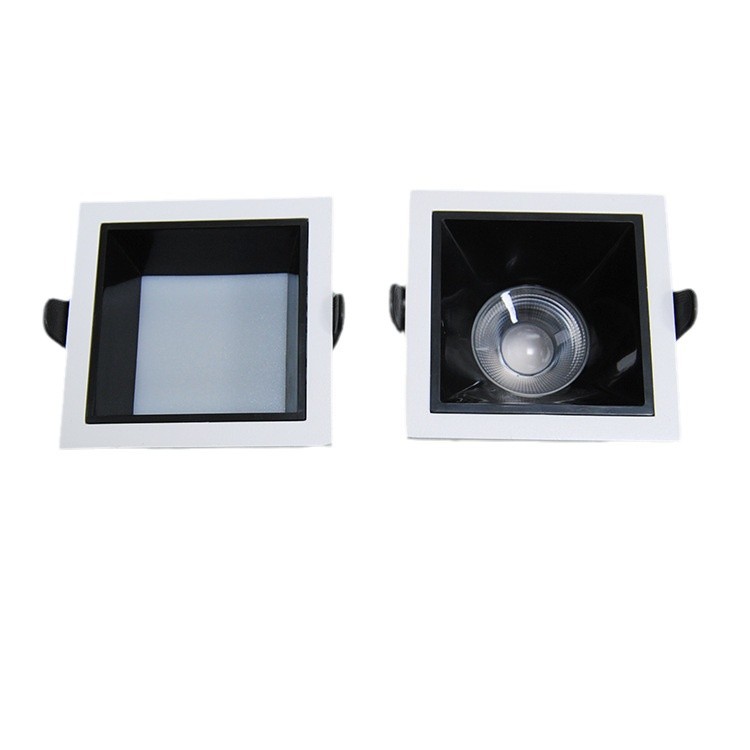 스퀘어 다운 라이트 알루미늄 하우징 키트 통합 알루미늄 눈부심 방지 단일 헤드 더블 헤드 COB 다운 라이트 하우징 제조업체