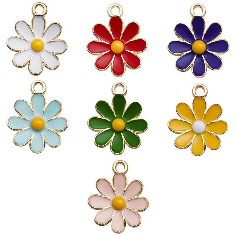1つのドリップオイルの小さいデイジーの合金のペンダントのアクセサリの太陽の花のdiyのキーホルダーのイヤリングのネックレスのペンダント|undefined