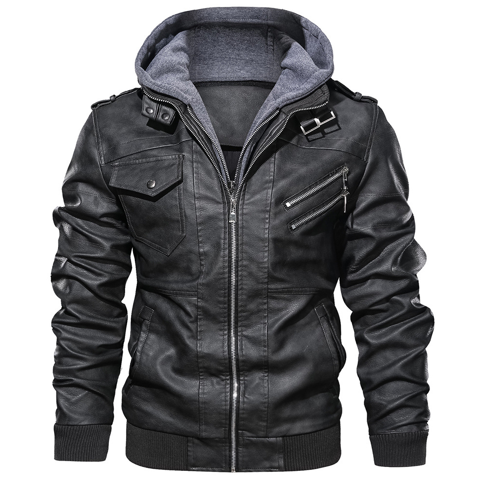 Men's Clothing leather jacket men's slim zipper PU motorcycle autumn and winter youth_voghion.com