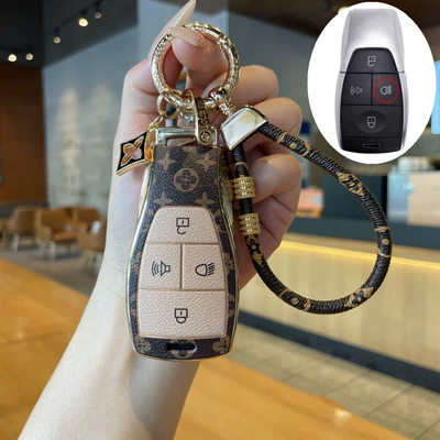 Beijing Off-Road Bj30 Key Car key bag - type-a-four-button-light-key-cover-light-luxury-leather-rope