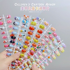 兒童指甲貼女孩穿戴甲片美甲貼片卡通可愛公主手指貼畫黑色庫洛米