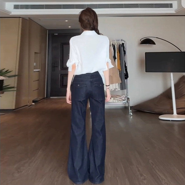 Dark blue summer thin jeans