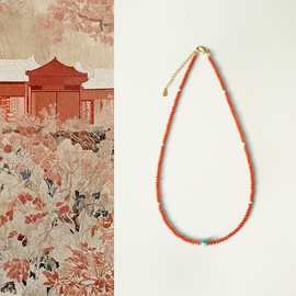 「时禧」原创国风新中式天然南红绿松石文艺项链女生礼物