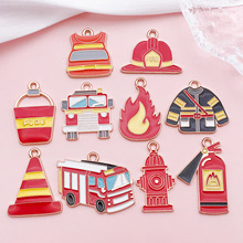 diy卡通消防系列灭火器安全帽警示牌合金配饰吊坠挂件钥匙扣配件