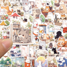 100张可爱小动物贴纸卡通图案手账diy素材装饰笔记本电脑手机贴画