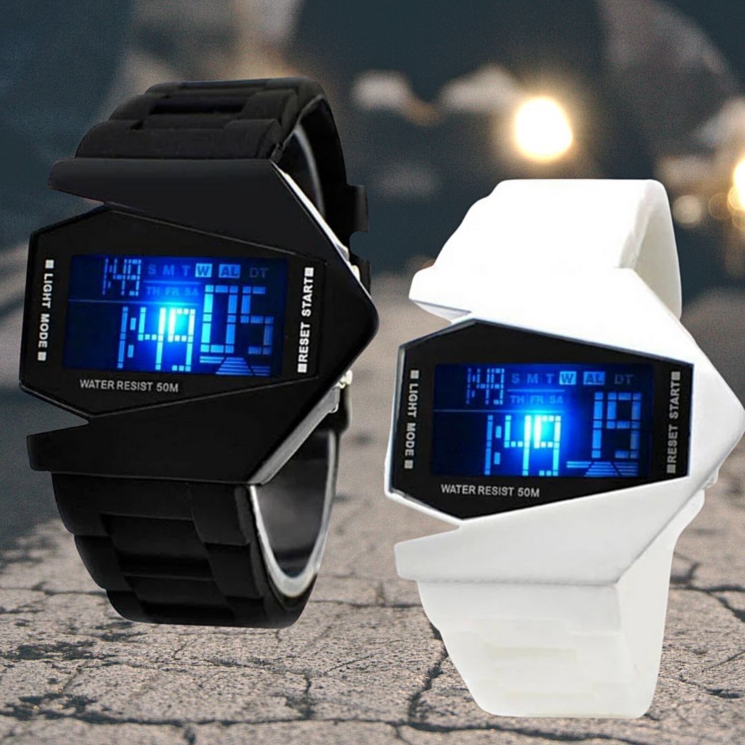 New Multifunctional Luminous Function Fighter Aircraft Personalized Led Watch Male and Female Student Sports Watch in Stock