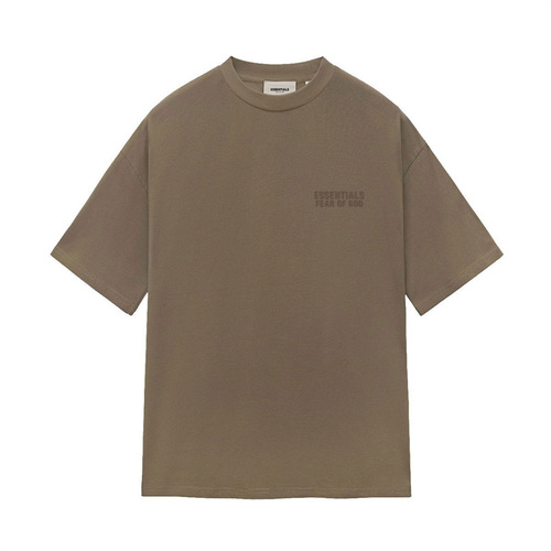 Men's and Women's ZONE24 Short-Sleeved Thick Fleece Double-Row Trendy Brand Chest ESSENTIALS T-Shirt—Small Double Thread
