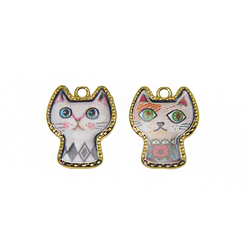 韩版时尚个性动物可爱小猫咪吊坠饰品配件可以DIY耳环项链等批发