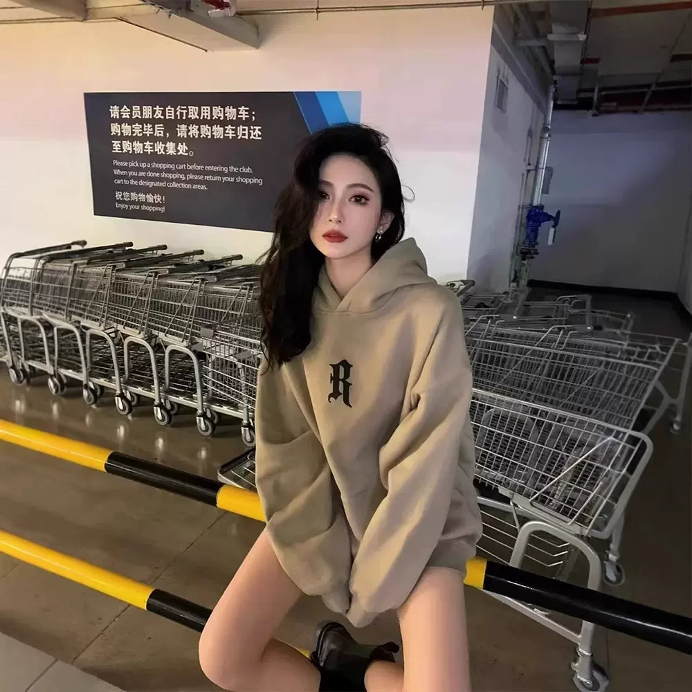 连帽卫衣女2025新款爆款秋季穿搭韩系慵懒风休闲重磅秋冬加绒即墨